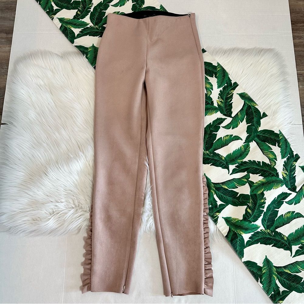 Zara Faux Suede Skinny Trouser with ruffle detail 188